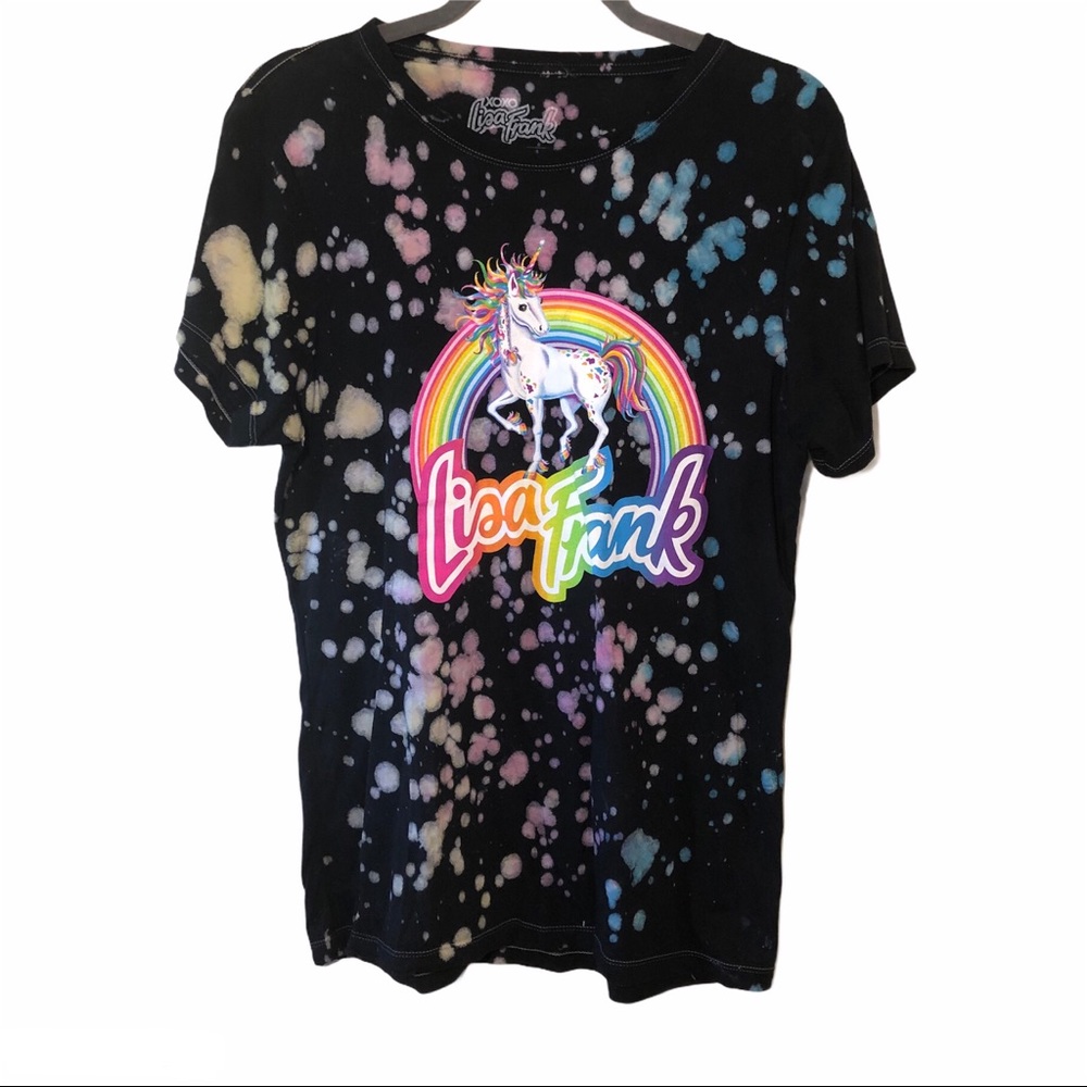 Lisa Frank Reverse Tye Dye Splatter Unicorn Tee